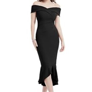 NEW! Elegant Black Off-Shoulder Dress